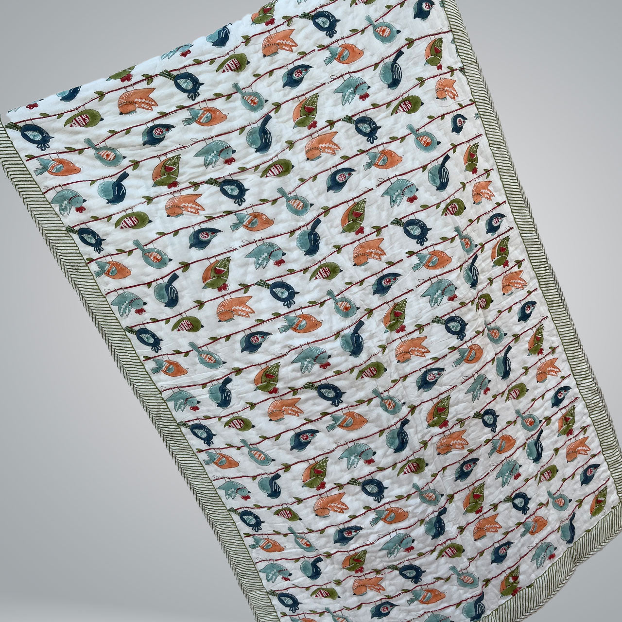 Multicolor Fishes Cotton Printed Quilt - 60 inches x 40 inches