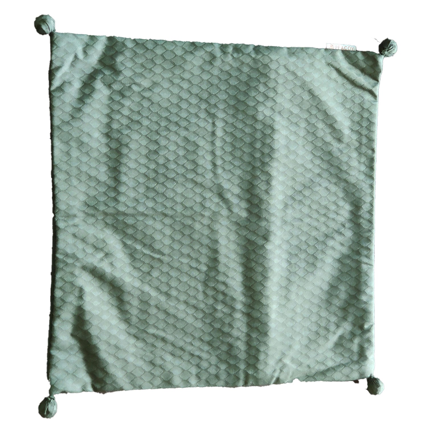 Stylish Green Cushion Cover - 16 x 16 inches | Heavy Silk Polyester with Pure Casement Cotton Back with Zipper
