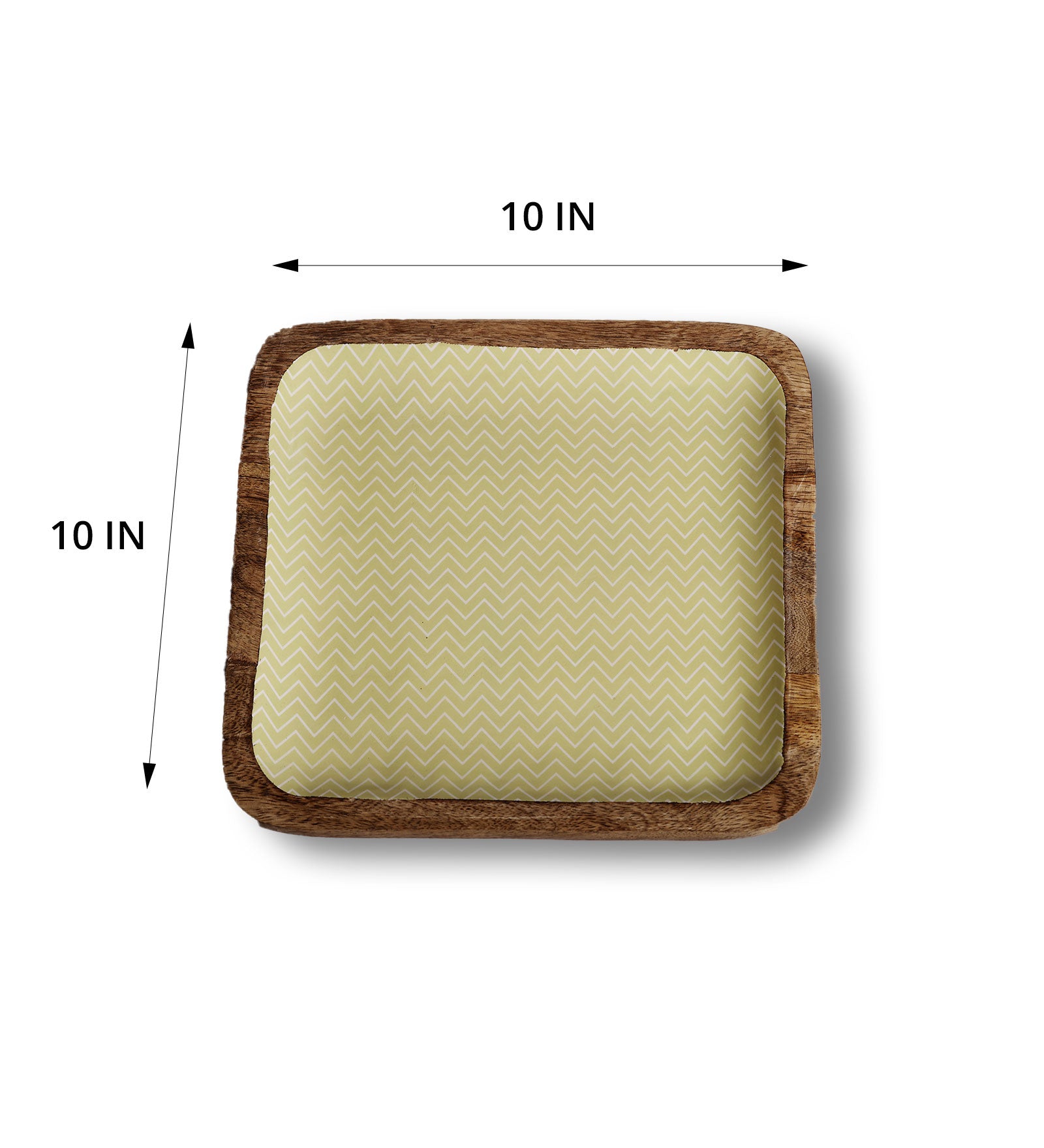 Zigzag Crush Pista Green Square Mango Wood Platter 10 x 10 inches | Peacoy