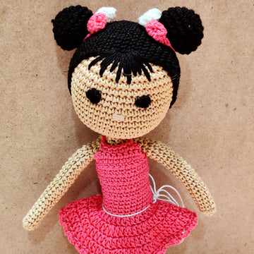 Hawaiian Pink Doll Crochet Toy  - 10 inches tall | Peacoy