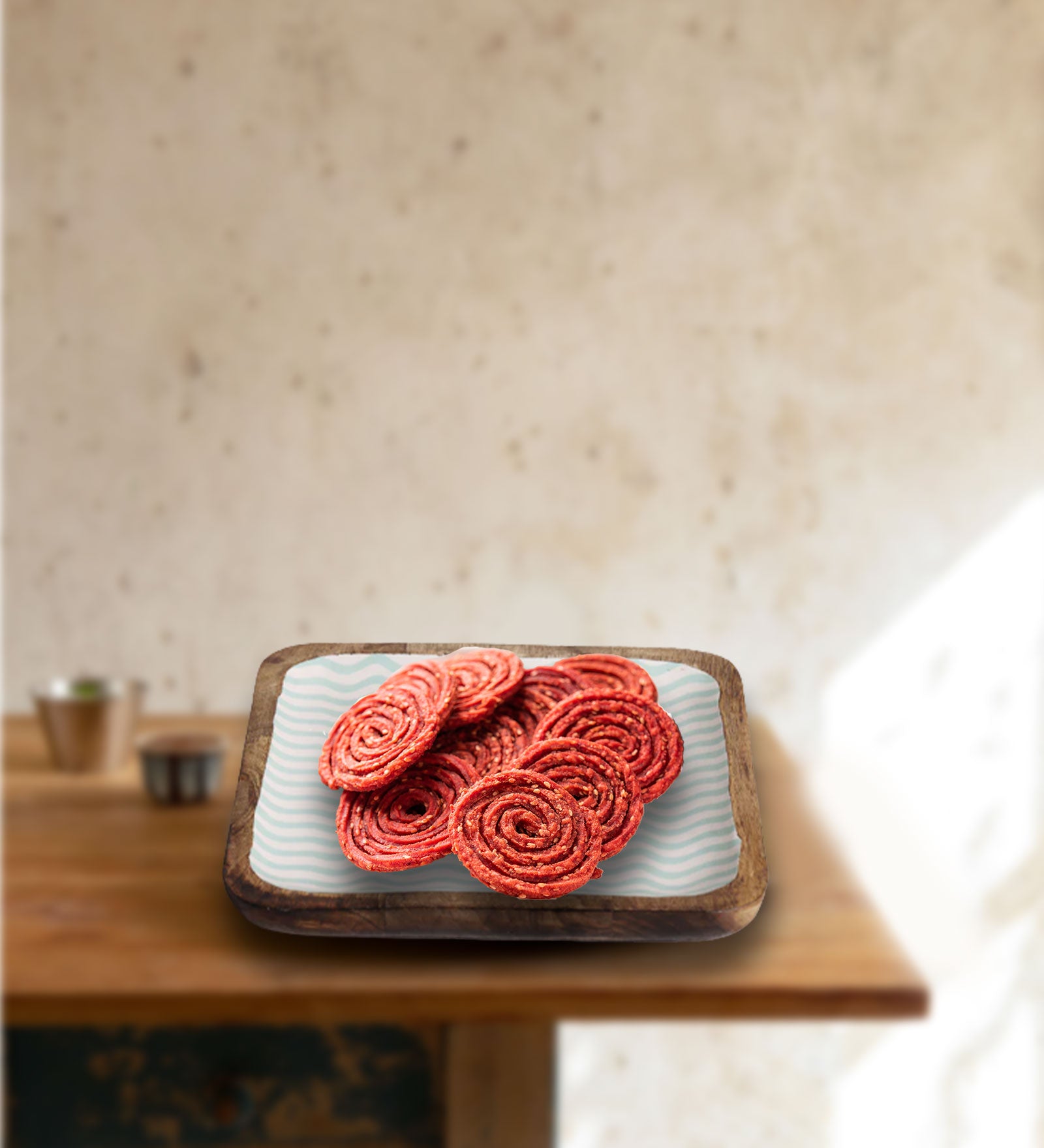 Gentle Waves Sea Green Square Mango Wood Platter With Enamel Finish - 10 x 10 inches | Peacoy