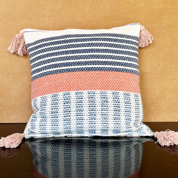 Perfect Cotton Cushion Cover with Tassels - 18 x 18 inches