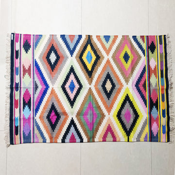 Exotic Vibrancy Multicolor 100 % Cotton Flat Weaves Rug - 6 ft x 4 ft