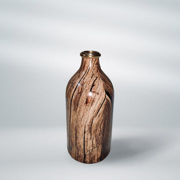 Deep Brown Wooden Look Aluminium Metal Flower Vase - 11 x 5 inches | Peacoy