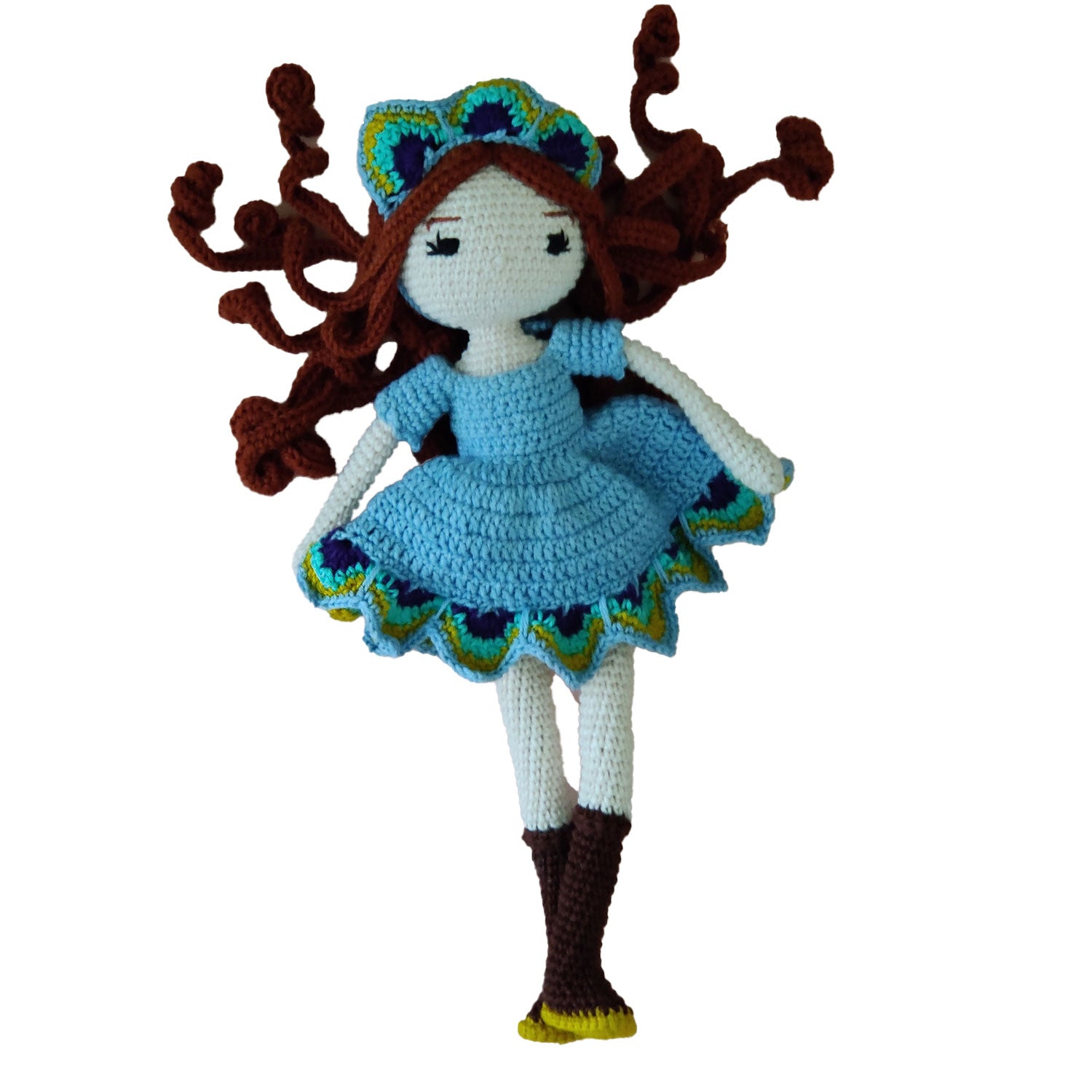 Peacock Princess Doll Crochet Toy - 11 inches tall | Peacoy