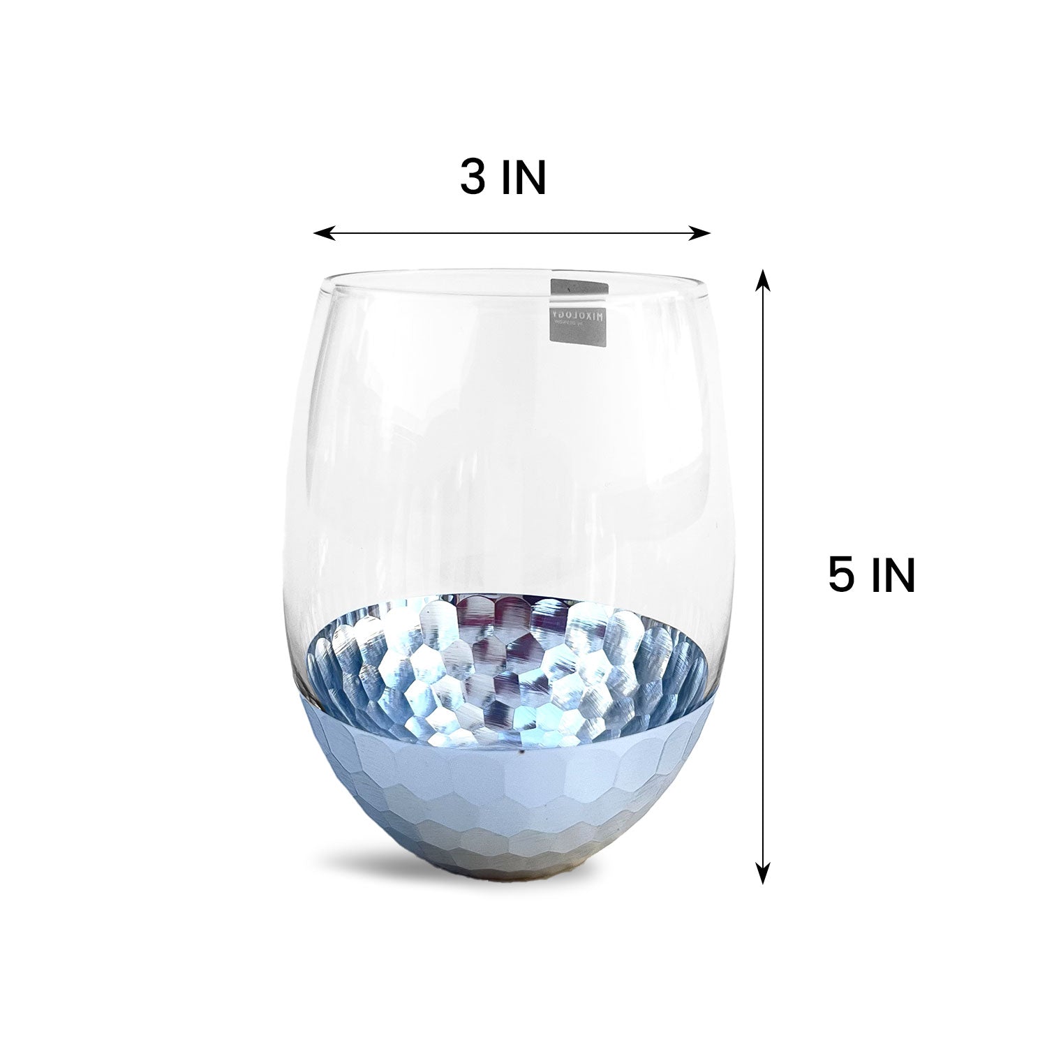 Exotic Silver Decorated Drinking Glass For Juice, Cocktails & Drinks - Set of 6 (5 inches height) | Peacoy