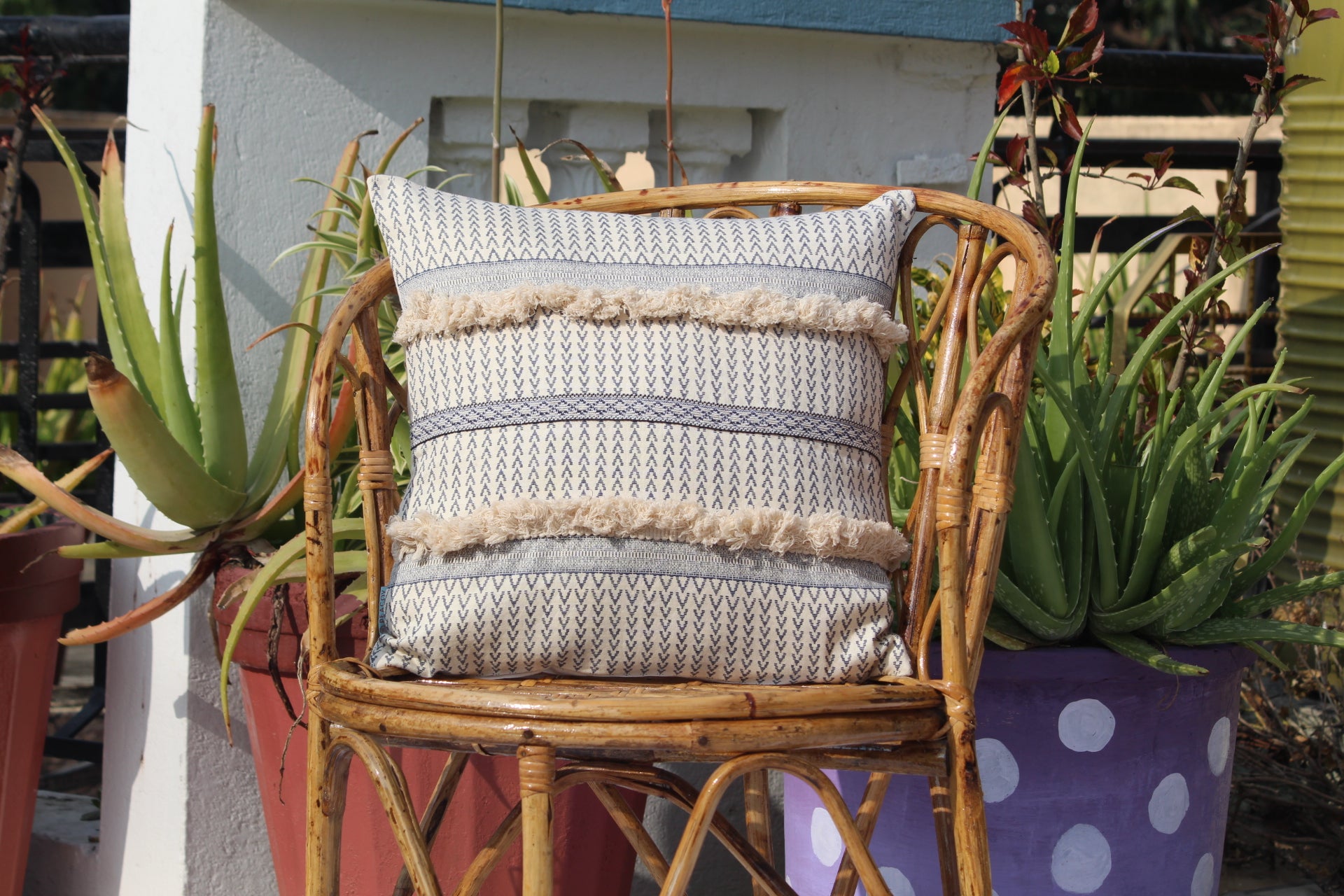 Glam and Boho 100% Cotton Cushion Cover - 16 x 16 inches