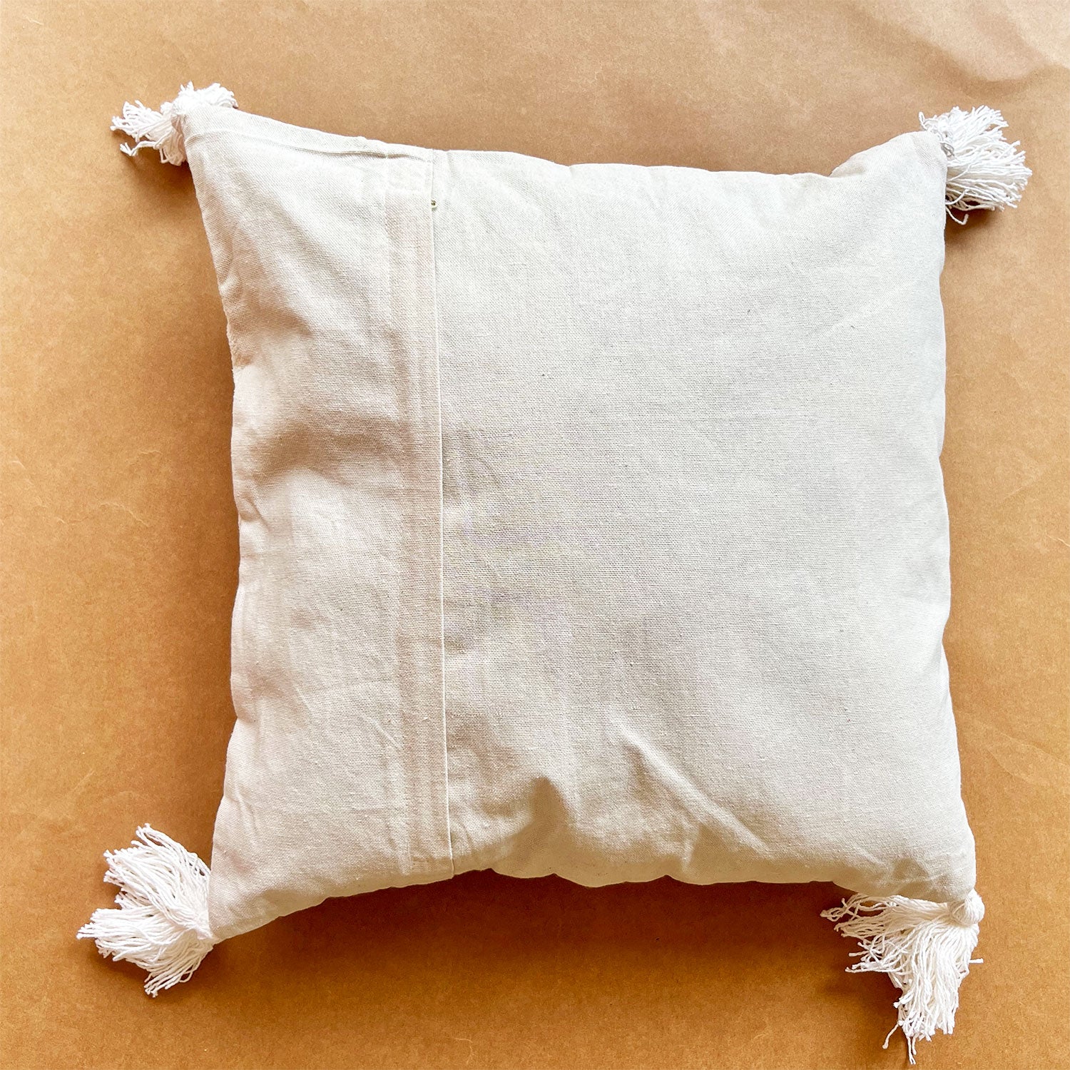 White & Black Pure Cotton Cushion Cover with Tassels- 18 x 18 inches