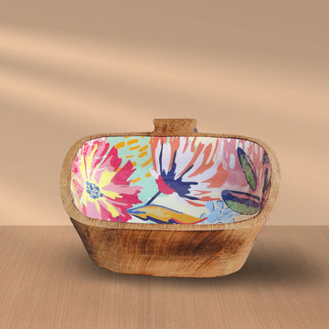 Abstract Floral Mango Wood Serving Platter