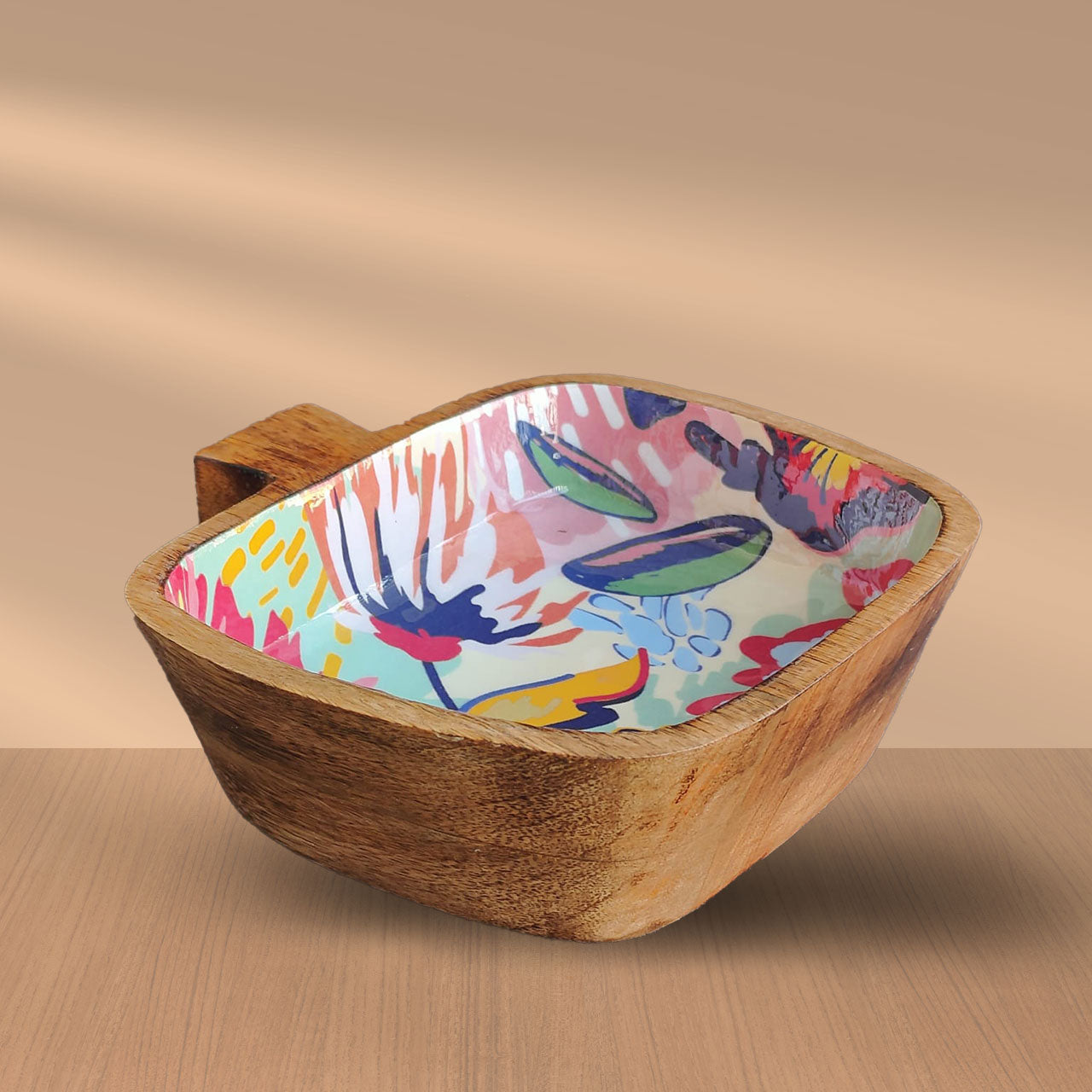 Abstract Floral Mango Wood Serving Platter