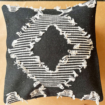 Black & White Rhombus Pure Cotton Cushion Cover - 20 x 20 inches