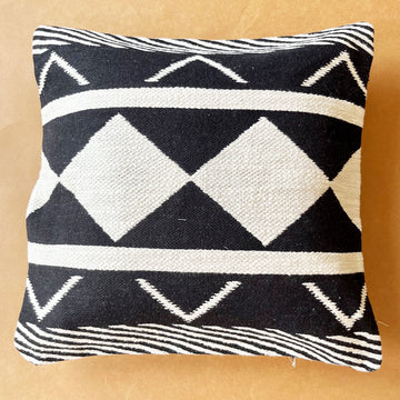 Black & White Zigzag Pure Cotton Cushion Cover - 20 x 20 inches