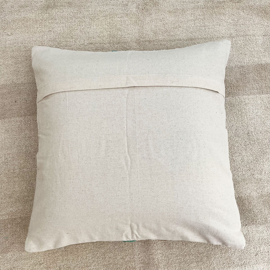 Green & Blue Leaves Pure Cotton Cushion Cover - 18 x 18 inches