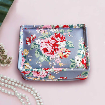 Blue floral rectangle Jewellery pouch | Peacoy