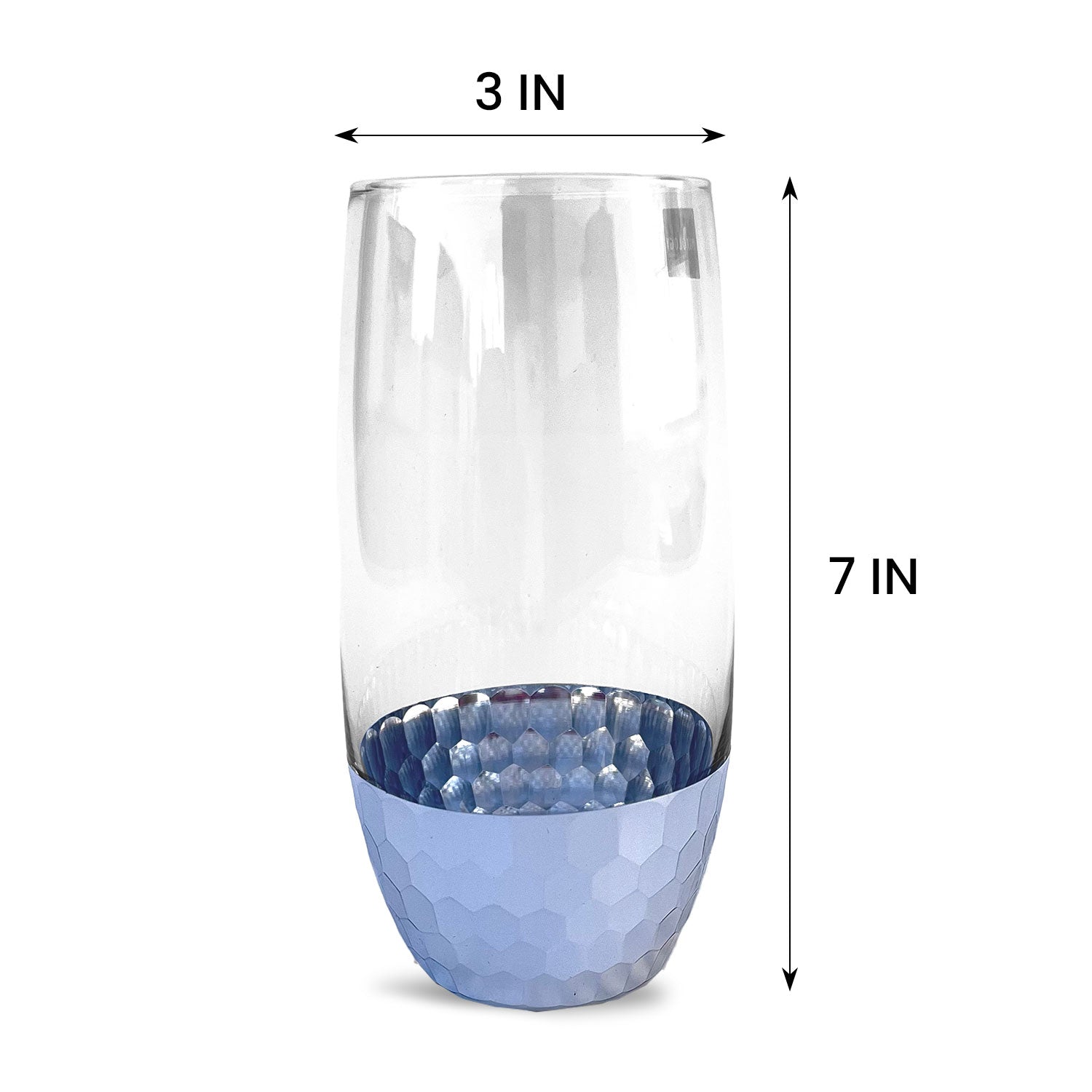 Artful Silver Decorated Drinking Glass For Juice, Cocktails & Drinks - Set of 6 (7 inches height) | Peacoy