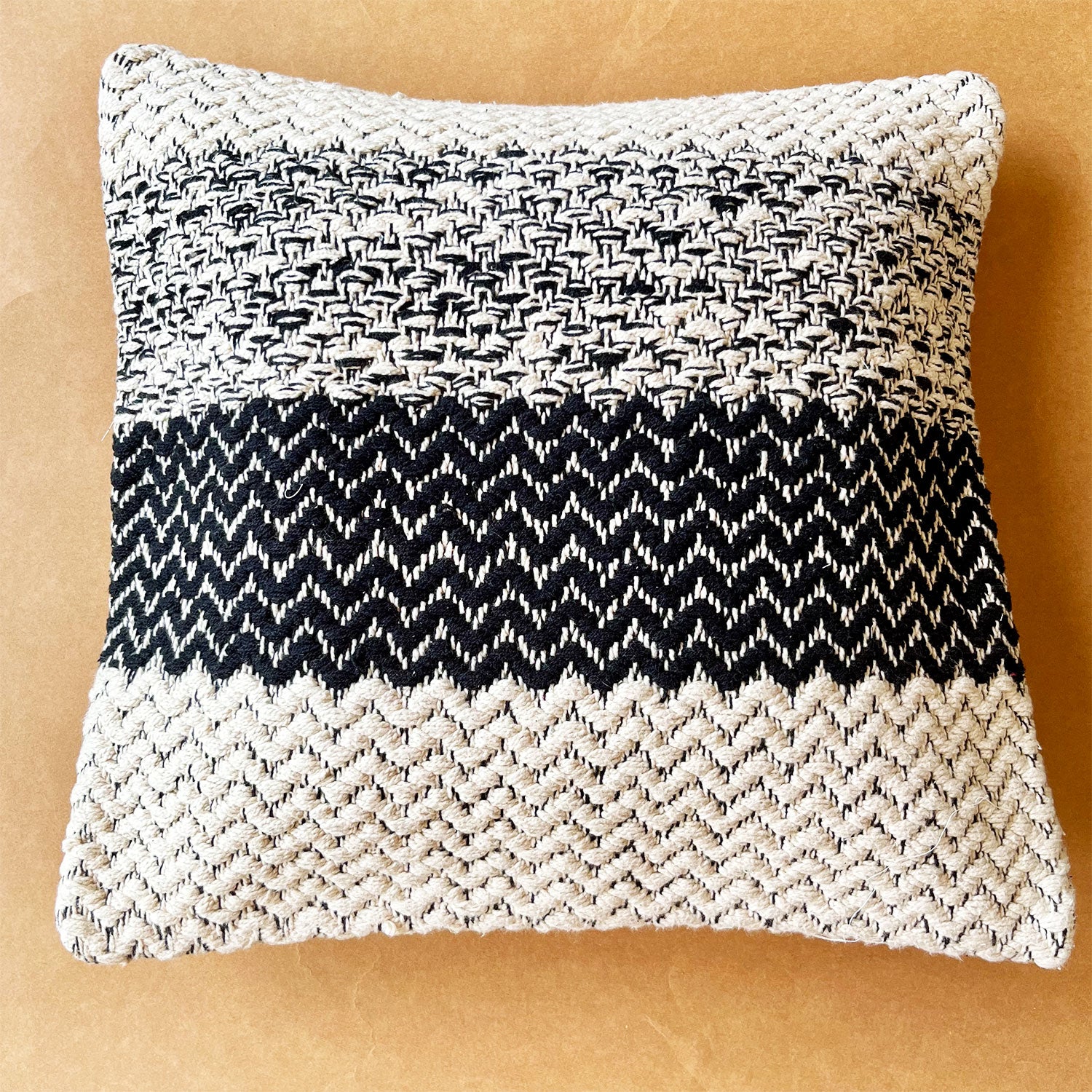 White & Black Elegant Cotton Cushion Cover - 20 x 20 inches