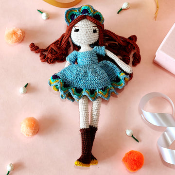 Peacock Princess Doll Crochet Toy - 11 inches tall | Peacoy