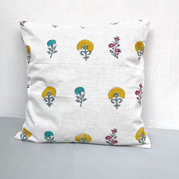 White Abstract Pure Cotton Cushion Cover - 16 x 16 inches