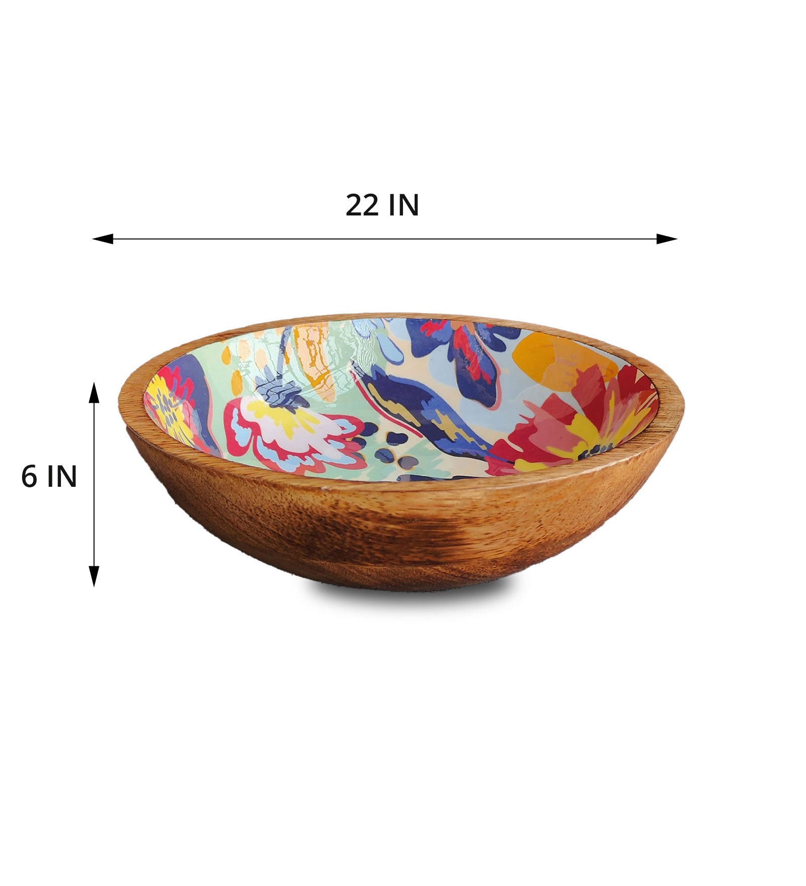 Abstract Floral Mango Wood Serving Salad Bowl