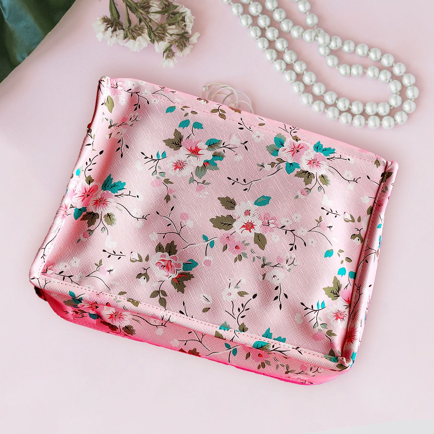 Makeup Jewellery Kit Organizer Locker Box Organizer Pouch for Necklaces Earring Ring Cosmetic Travel Storage Case for Women Girls Pink