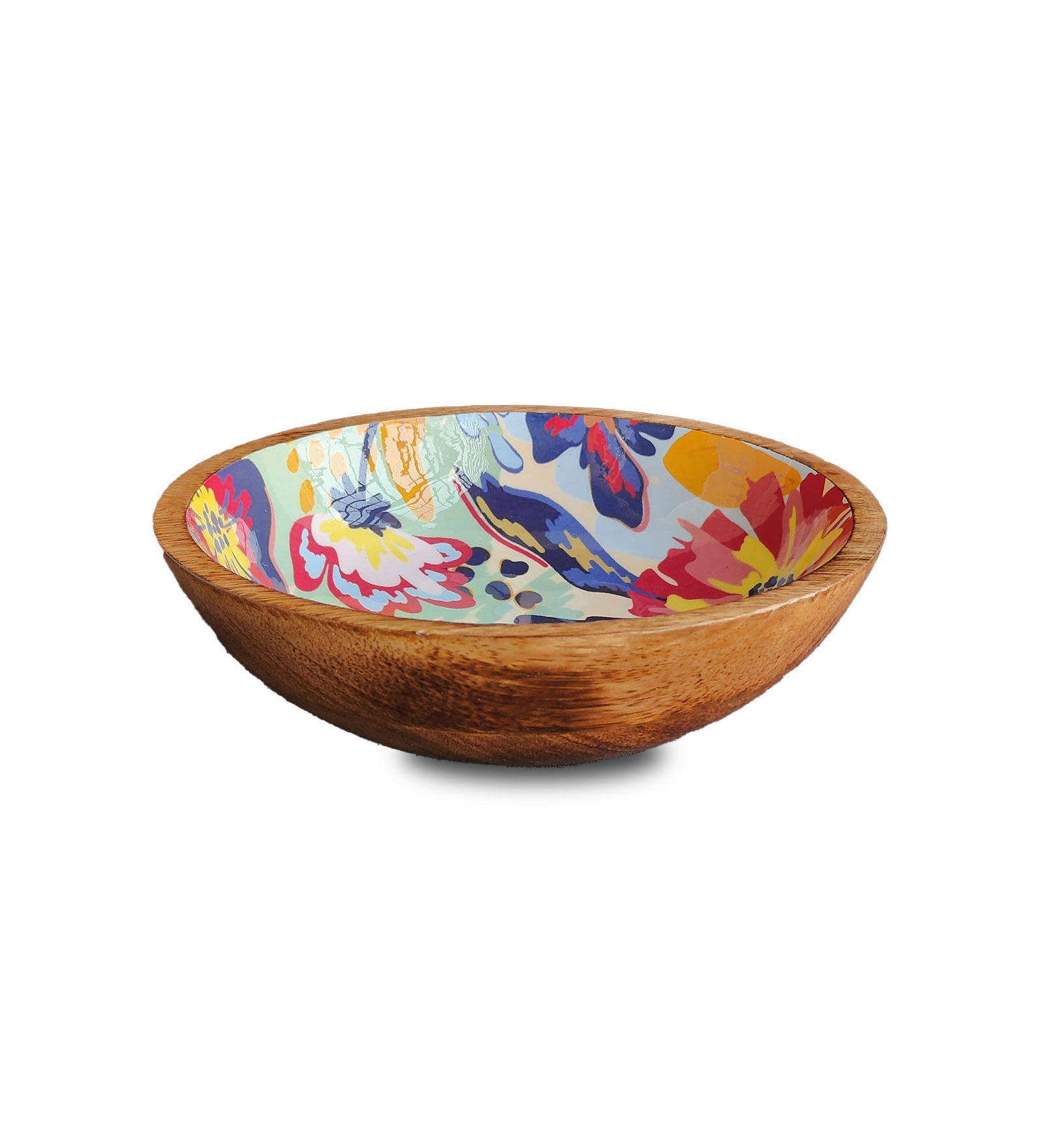 Abstract Floral Mango Wood Serving Salad Bowl