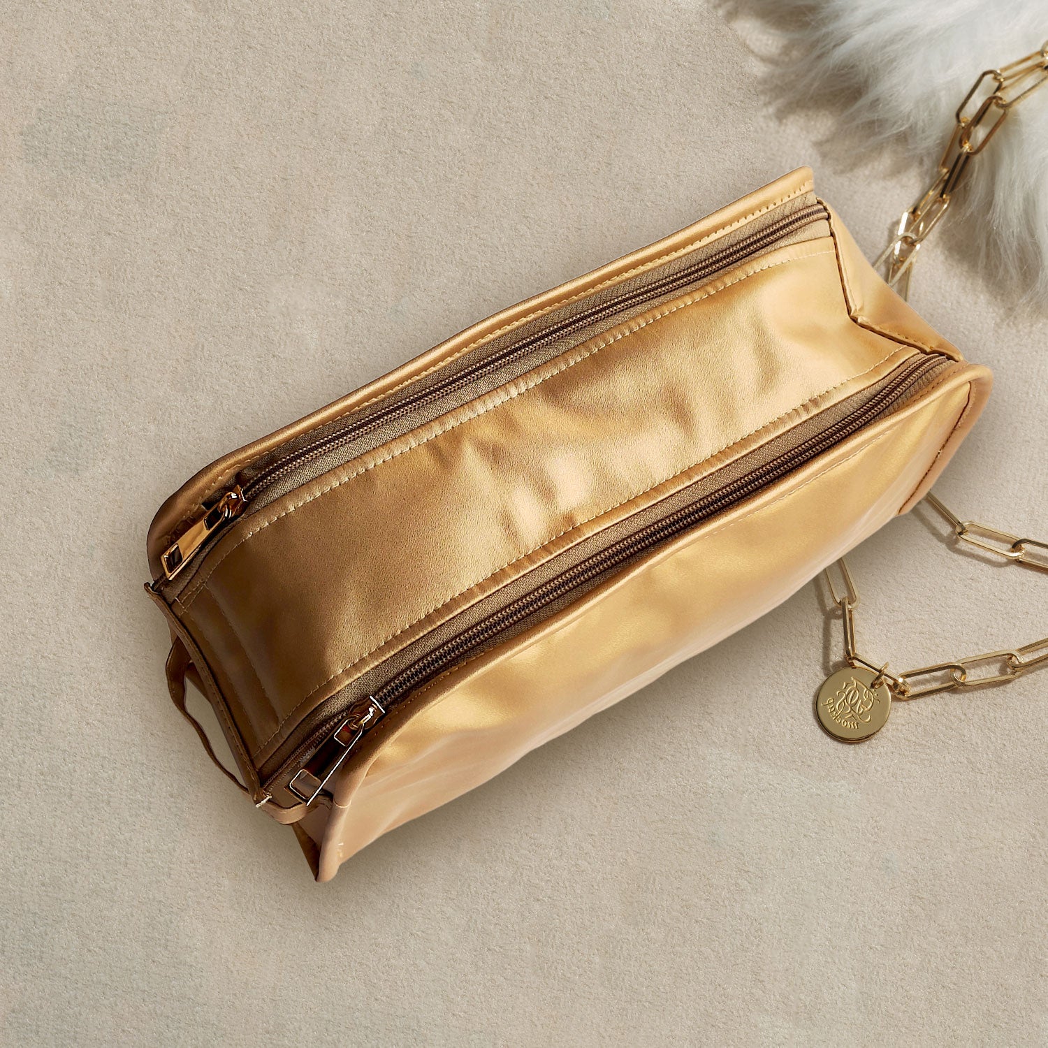 Multipurpose Golden Cosmetic Bag Pouches, Travel Kit, Makeup Pouch, Toiletry Bag