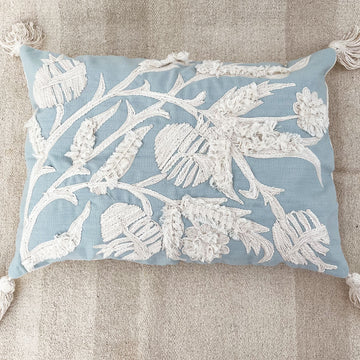 Blue & White Floral TNT Fabric Cushion Cover