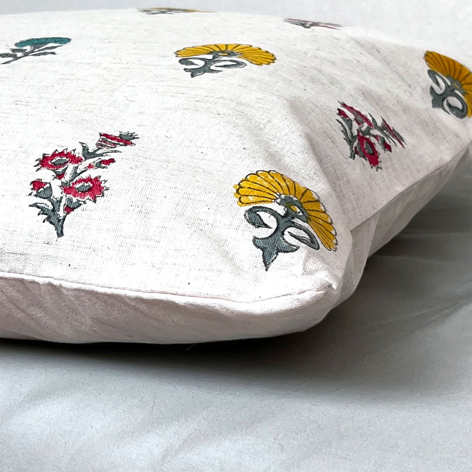 White Abstract Pure Cotton Cushion Cover - 16 x 16 inches