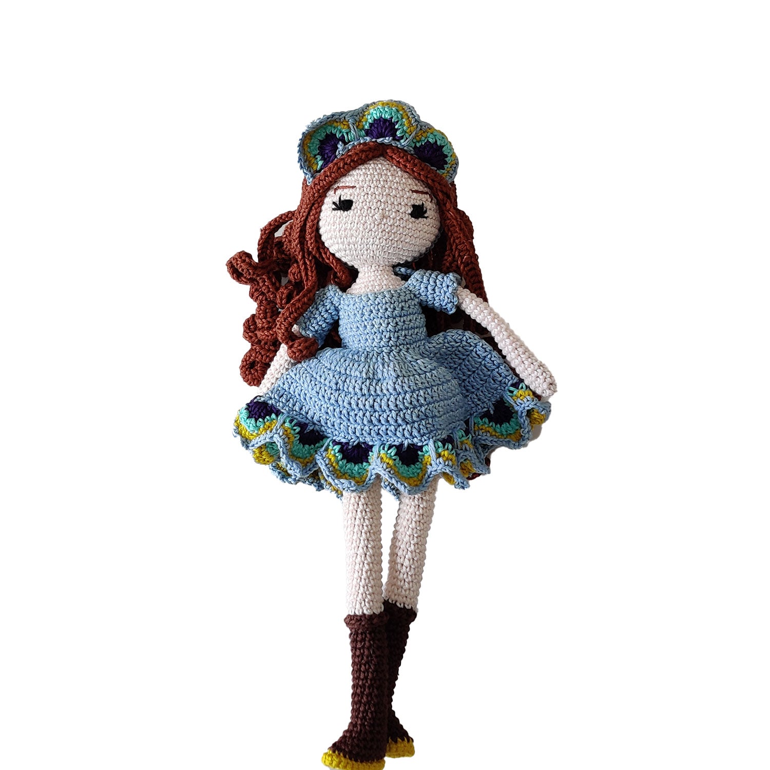 Peacock Princess Doll Crochet Toy - 11 inches tall | Peacoy