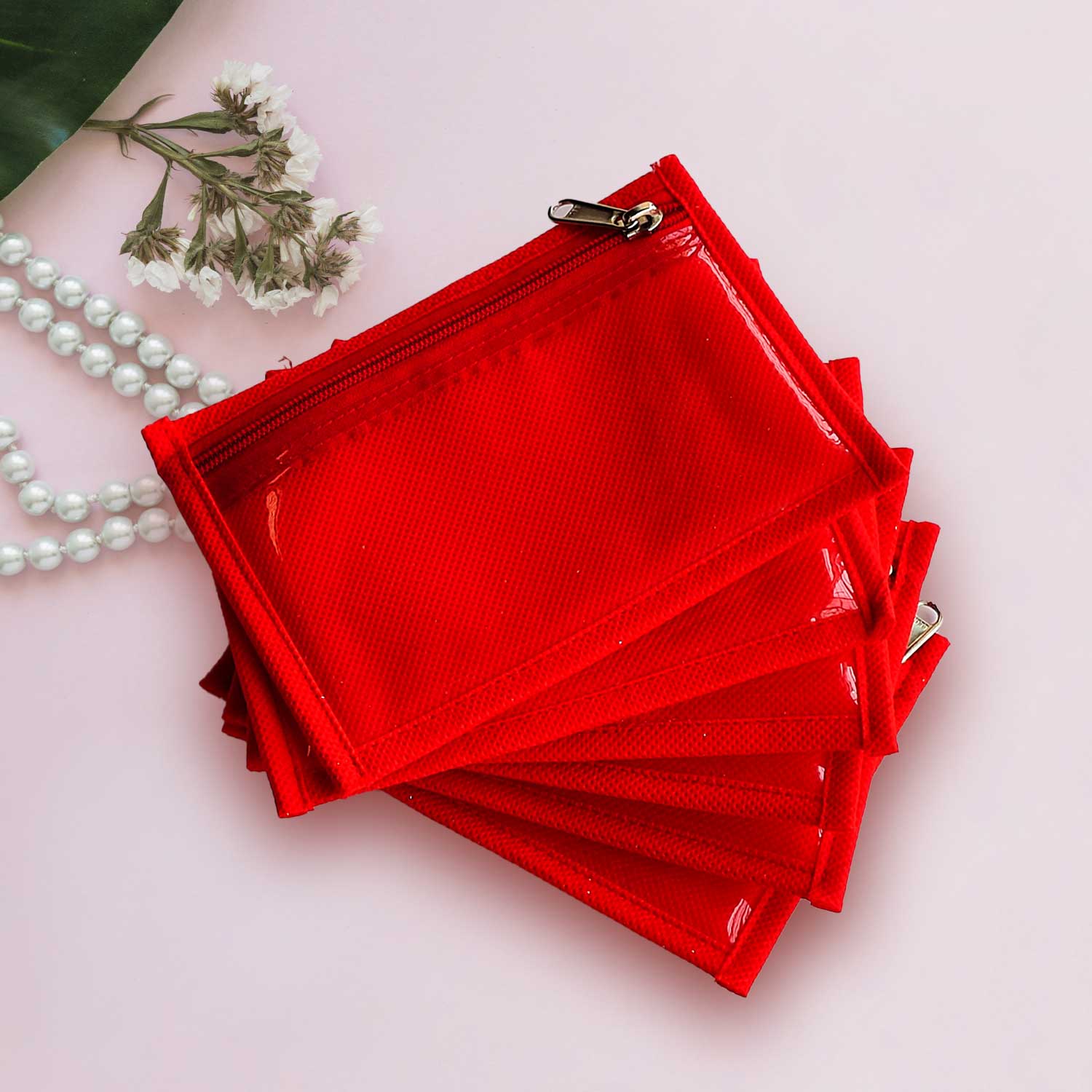 Blue floral rectangle Jewellery pouch | Peacoy