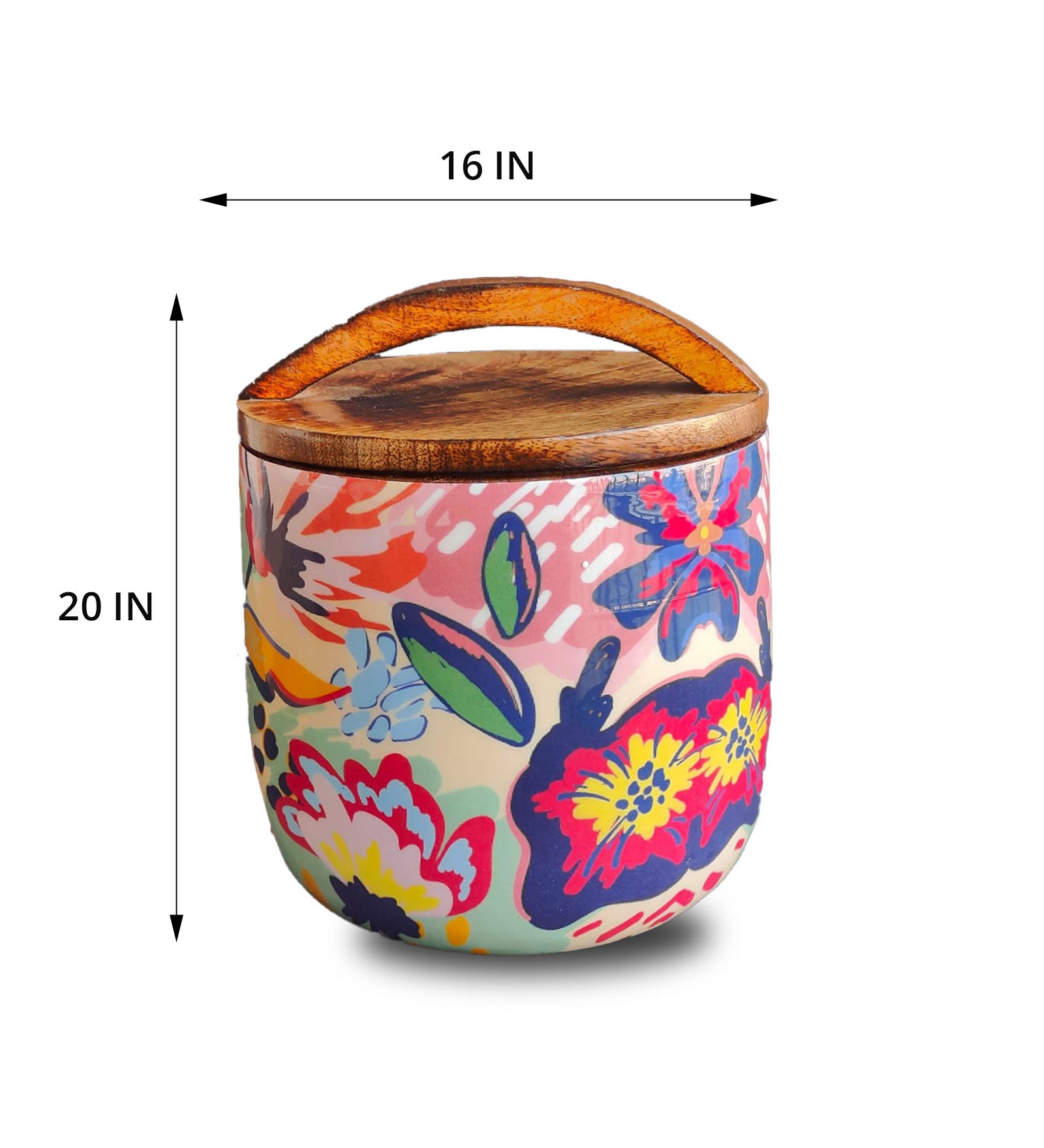 Abstract Floral Mango Wood Airtight Canister | Storage Jar