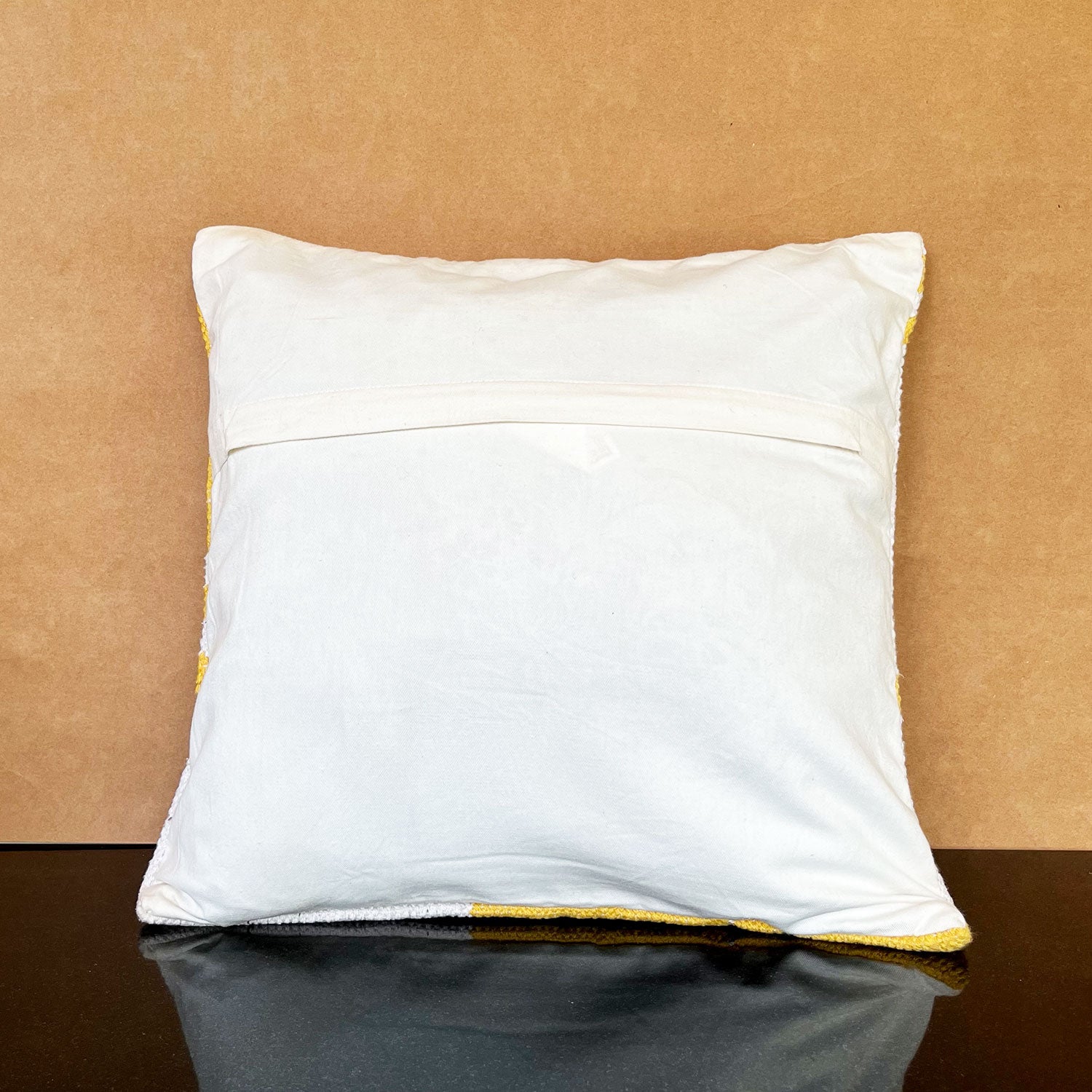 Modern White & Yellows Pure Cotton Cushion Cover - 18 x 18 inches
