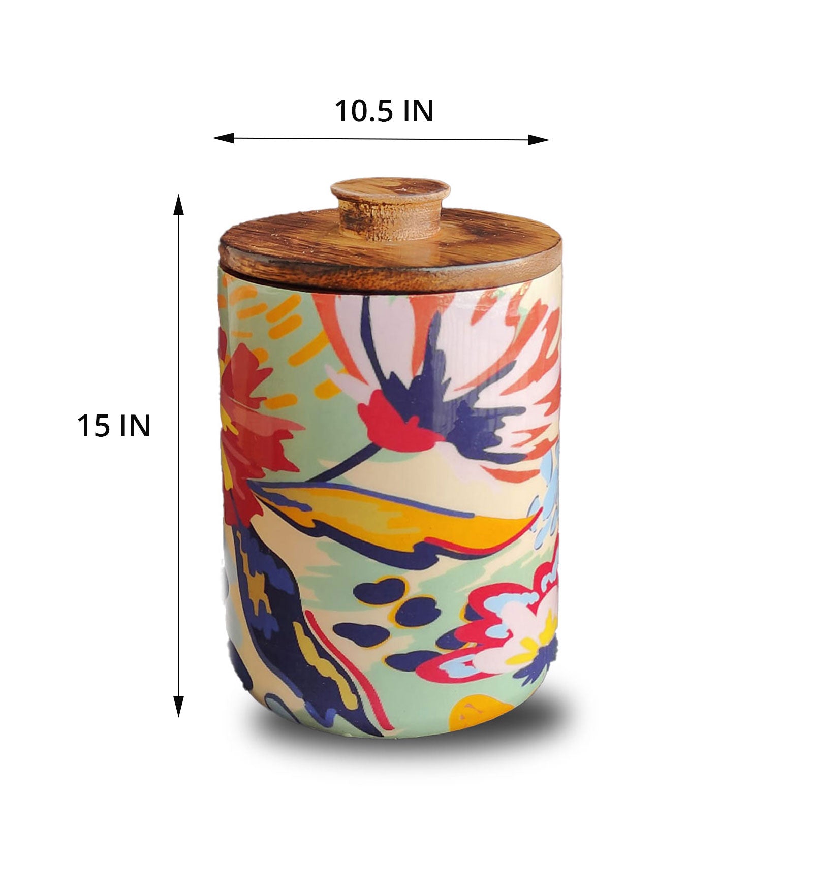Abstract Floral Mango Wood Airtight Canister | Storage Jar