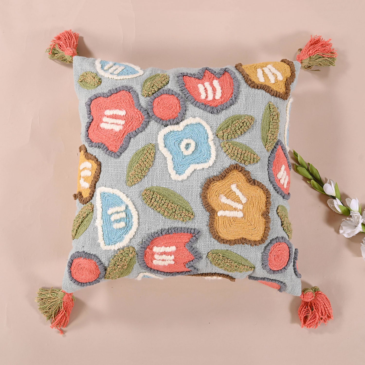 Abstract Flowers TNT Fabric Cushion Cover