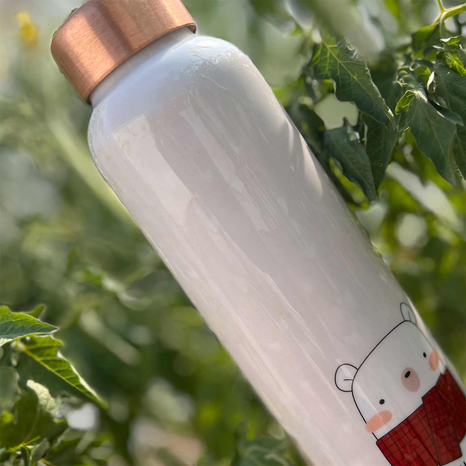 White Pure Copper Bottle - 1000 ml