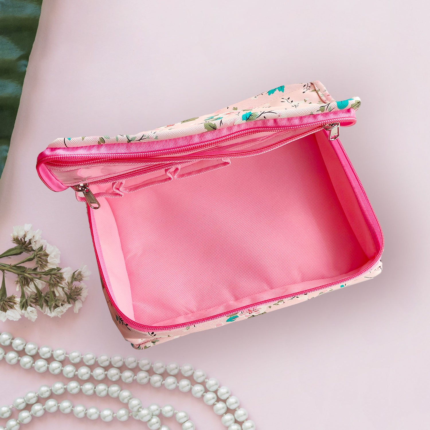 Makeup Jewellery Kit Organizer Locker Box Organizer Pouch for Necklaces Earring Ring Cosmetic Travel Storage Case for Women Girls Pink