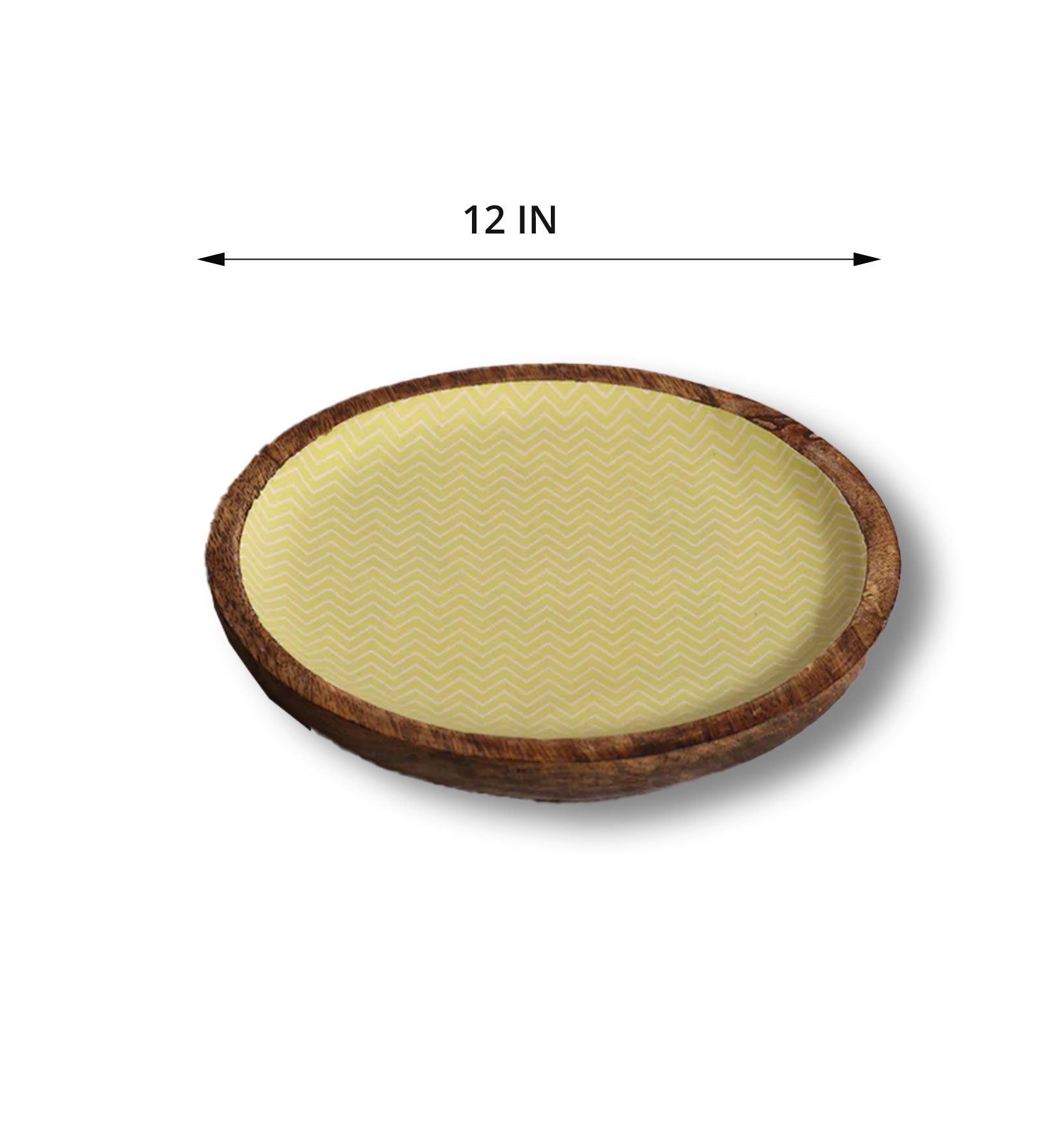 Zigzag Crush Pista Green Round Mango Wood Platter | Peacoy