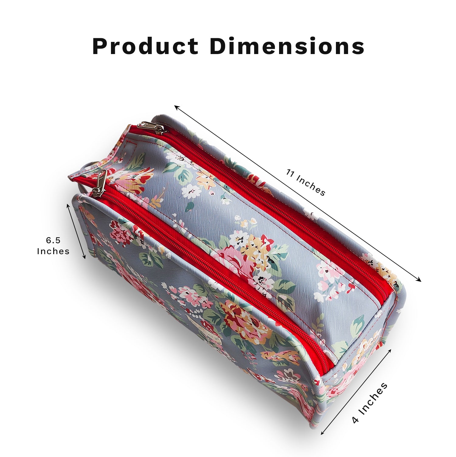 Blue Floral Essentials  Makeup Pouch, Cosmetic Bag Stylish Pouch for Makeup Accessories Travel Organiser Vanity Kit Stationery Toiletry Bag Make up Pouch for Girls and Women