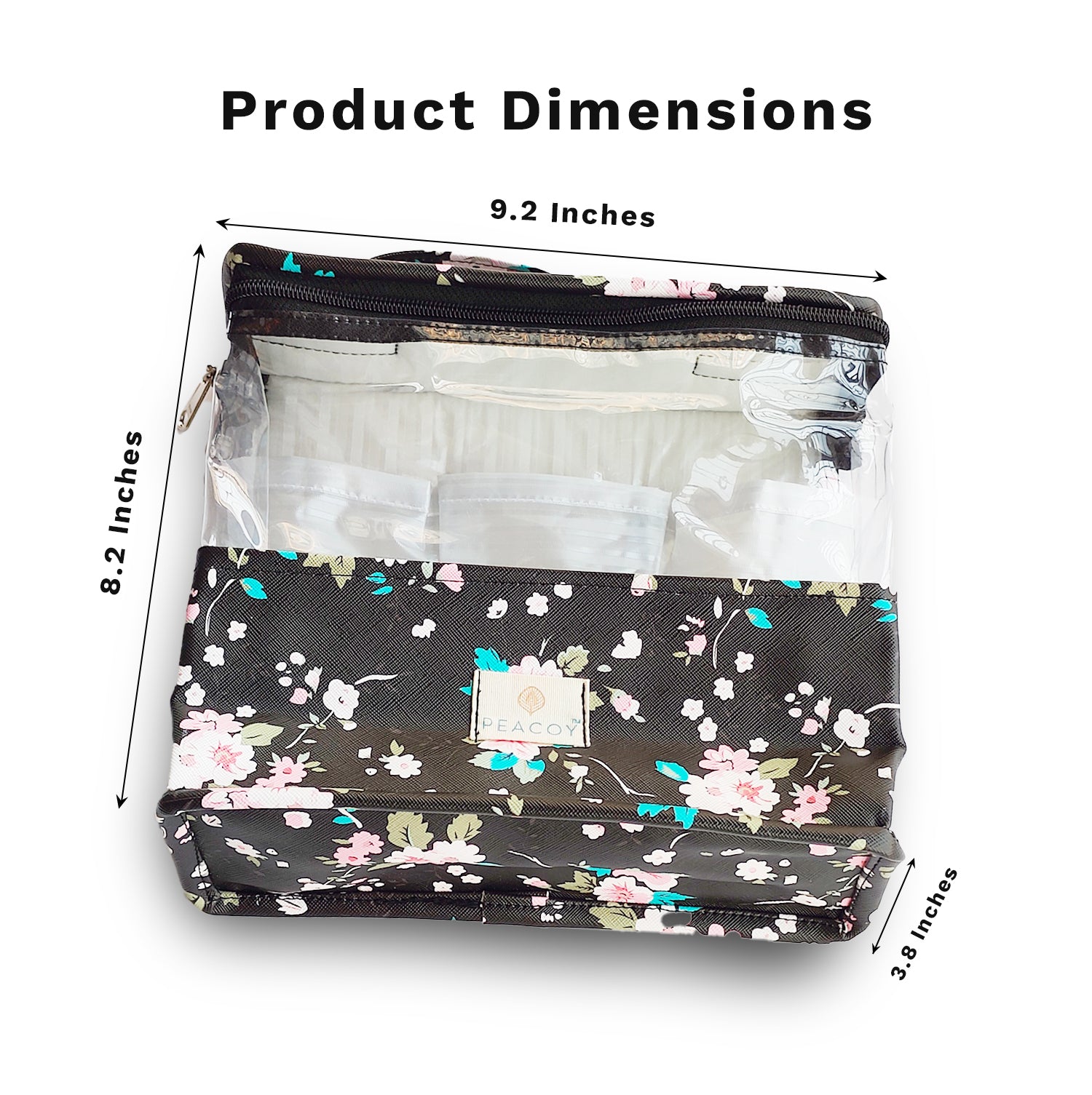 Black Travel Pouches, Cosmetic Zipper Pouches, Makeup Organizers, Toiletry Bag for Traveling