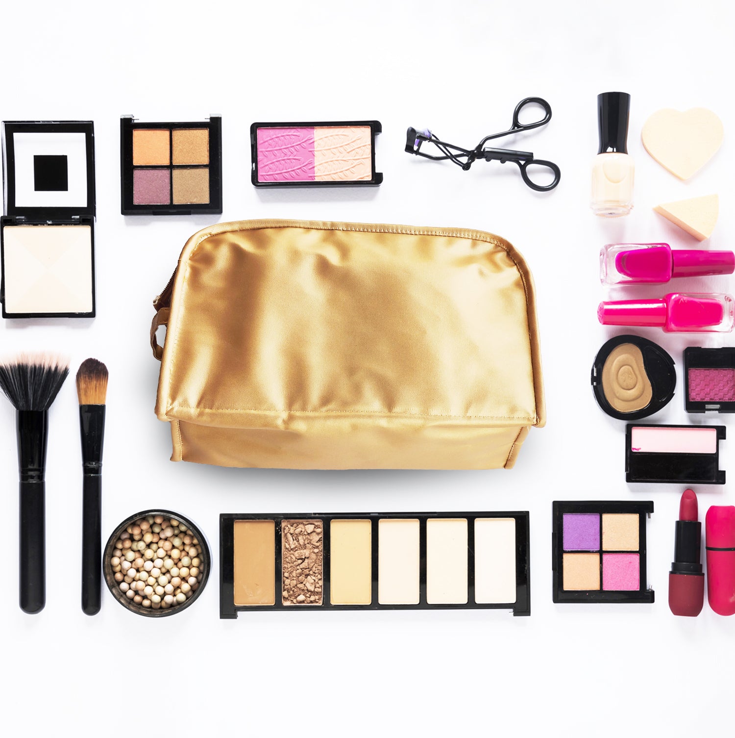 Multipurpose Golden Cosmetic Bag Pouches, Travel Kit, Makeup Pouch, Toiletry Bag