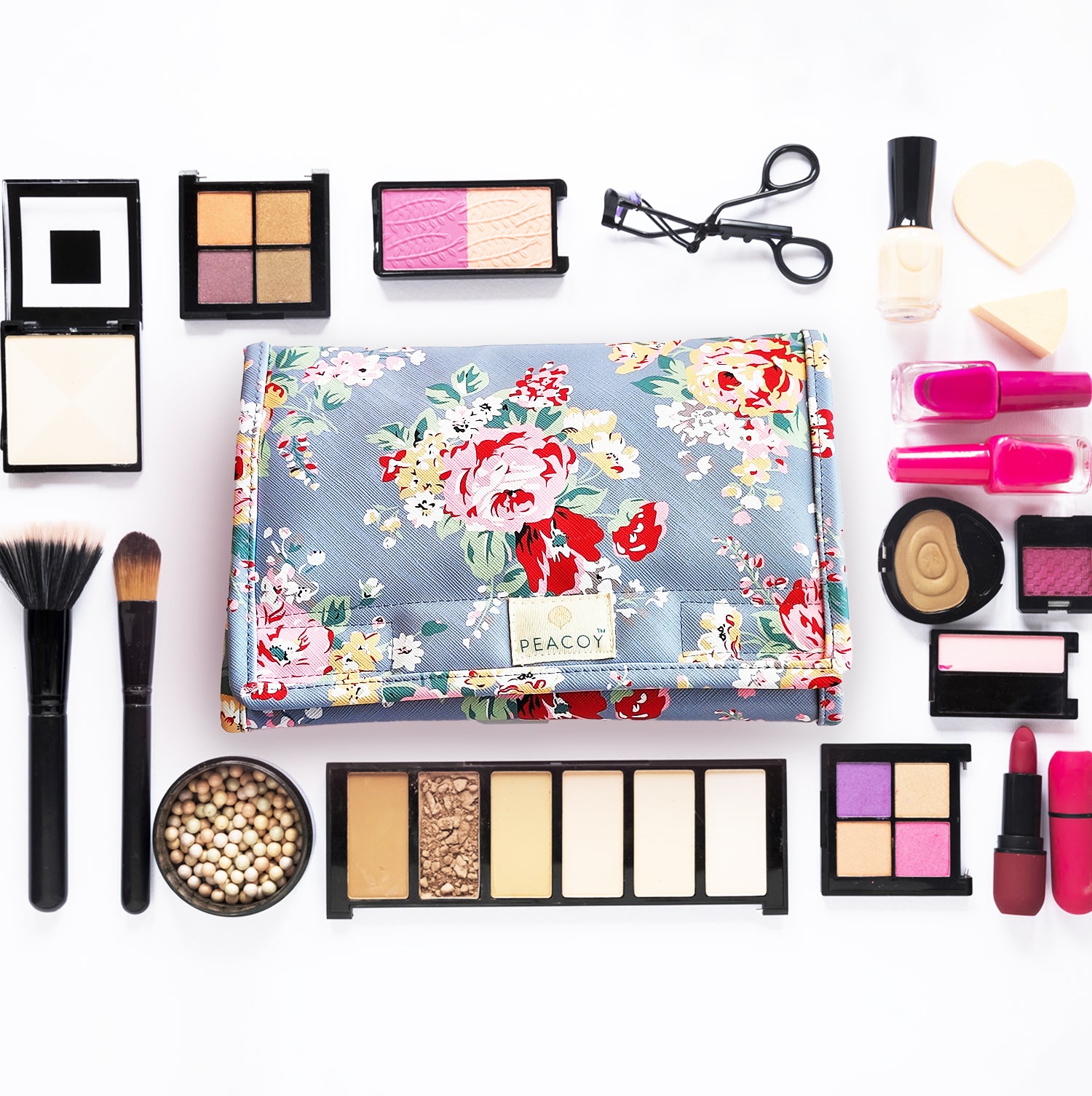 Foldable Makeup Jewellery Kit Organizer Locker Box Organizer Pouch for Necklaces Earring Ring Cosmetic Travel Storage Case for Women Girls Blue