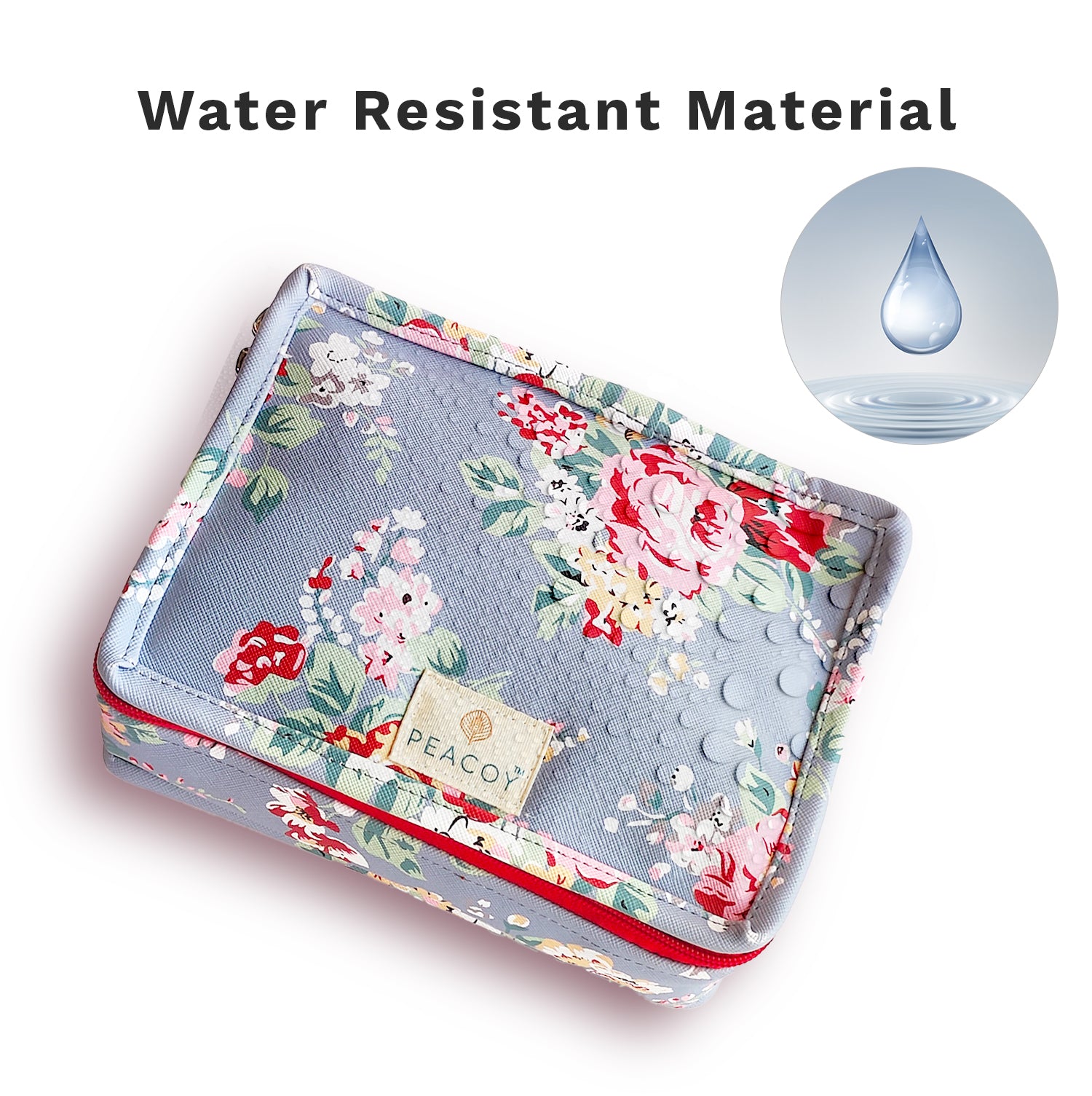 Blue floral rectangle Jewellery pouch | Peacoy