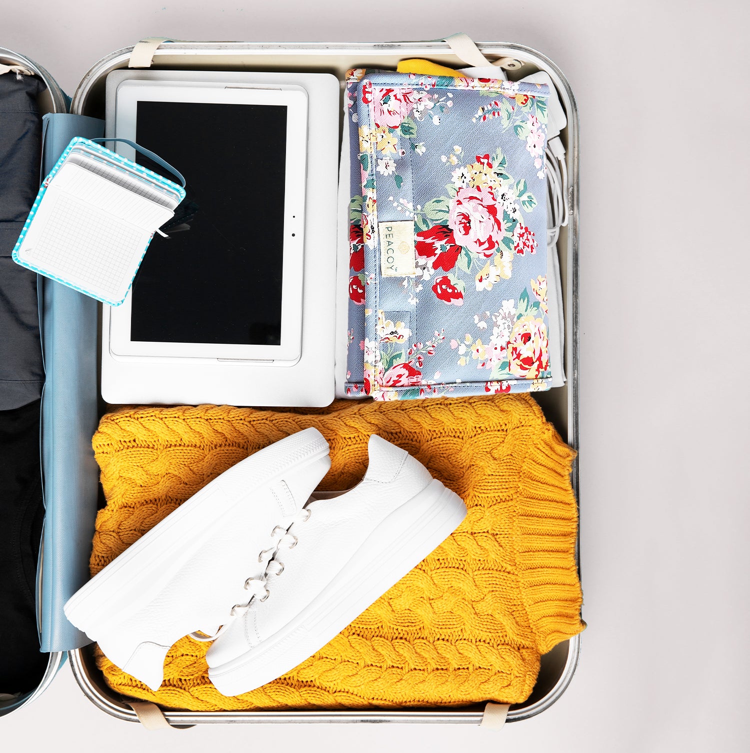 Foldable Makeup Jewellery Kit Organizer Locker Box Organizer Pouch for Necklaces Earring Ring Cosmetic Travel Storage Case for Women Girls Blue