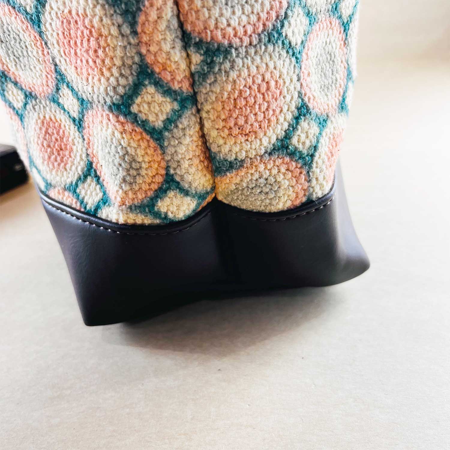 Sweet Love Pink & Green Circle Printed 100% Cotton Sustainable Hand Bag / Shoulder Bag  - 15 x 14 x 6 inches | Peacoy