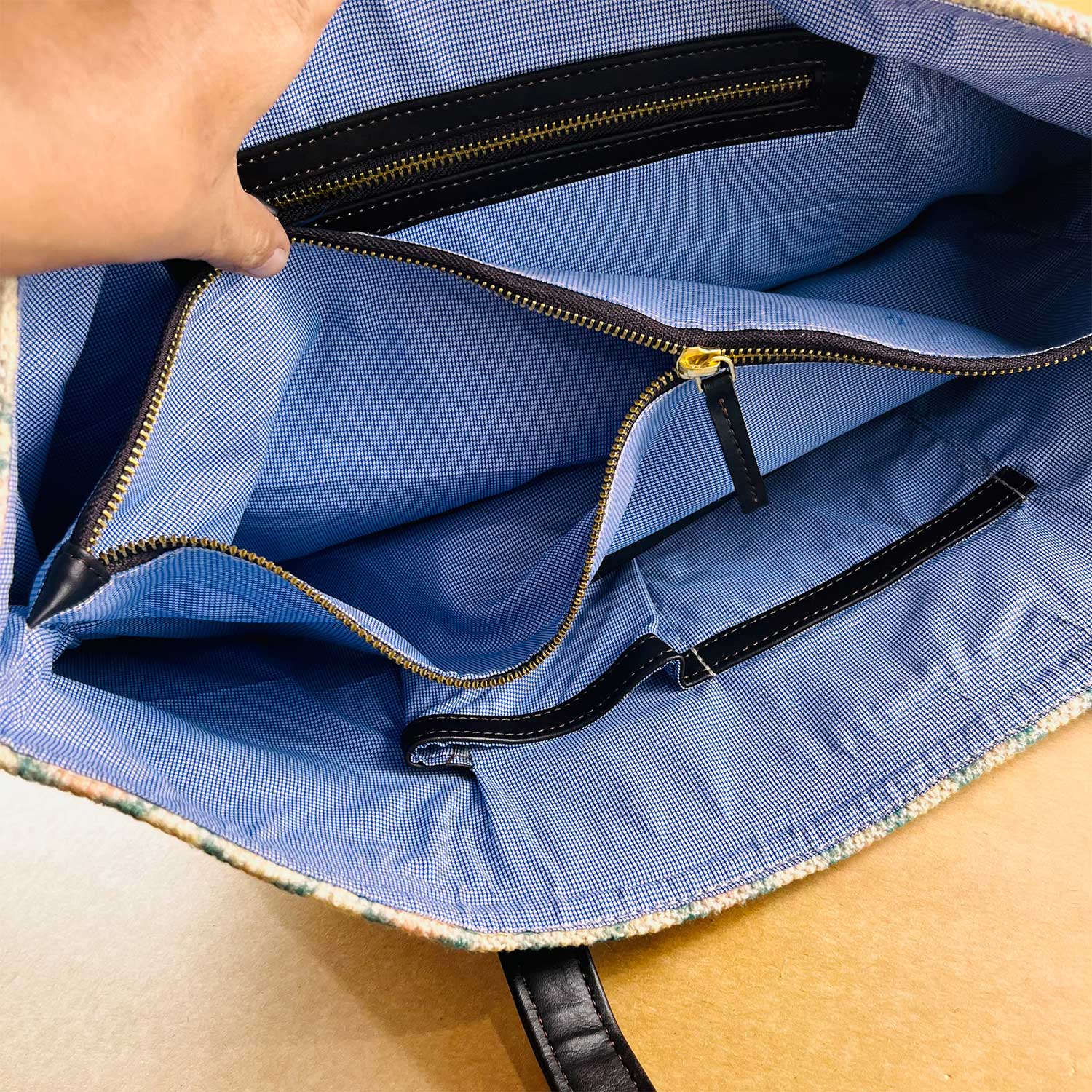 Sweet Love Pink & Green Circle Printed 100% Cotton Sustainable Hand Bag / Shoulder Bag  - 15 x 14 x 6 inches | Peacoy