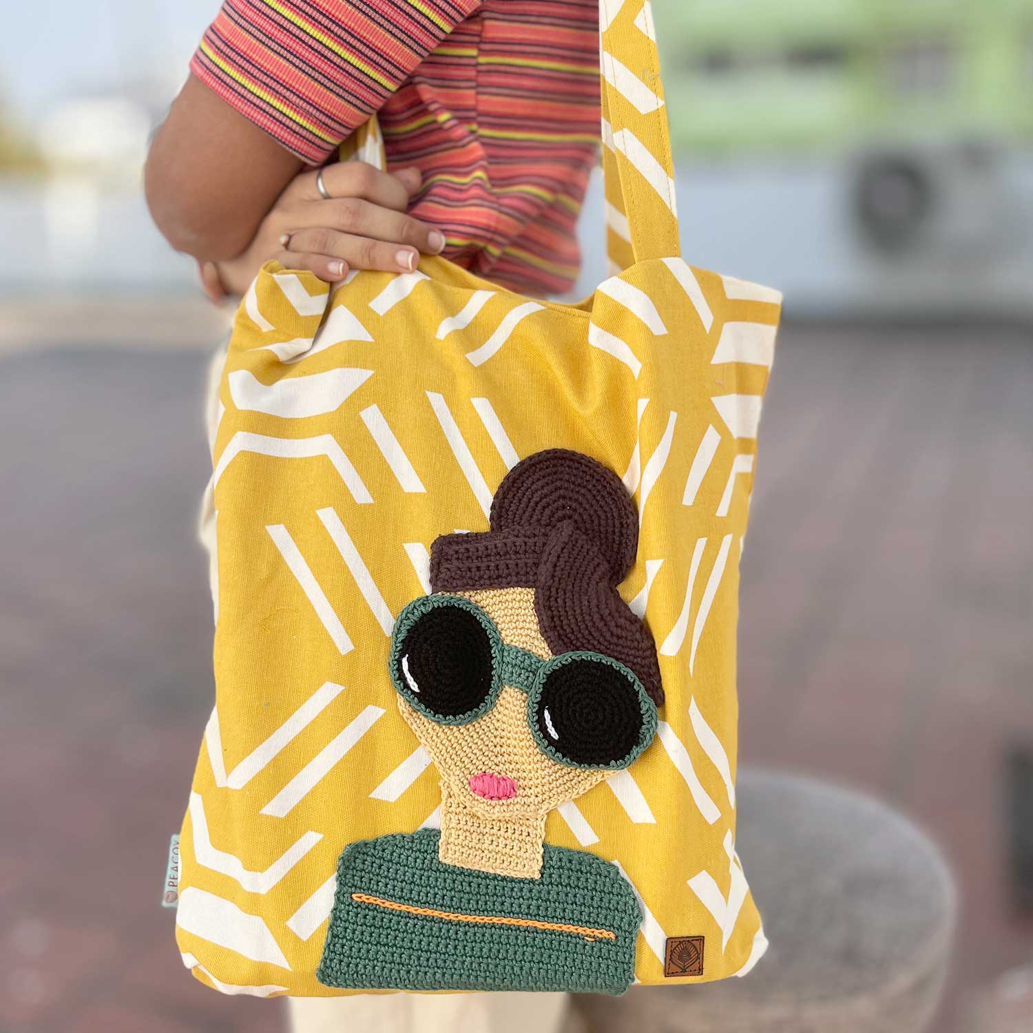 Yellow Crochet Tote Bag