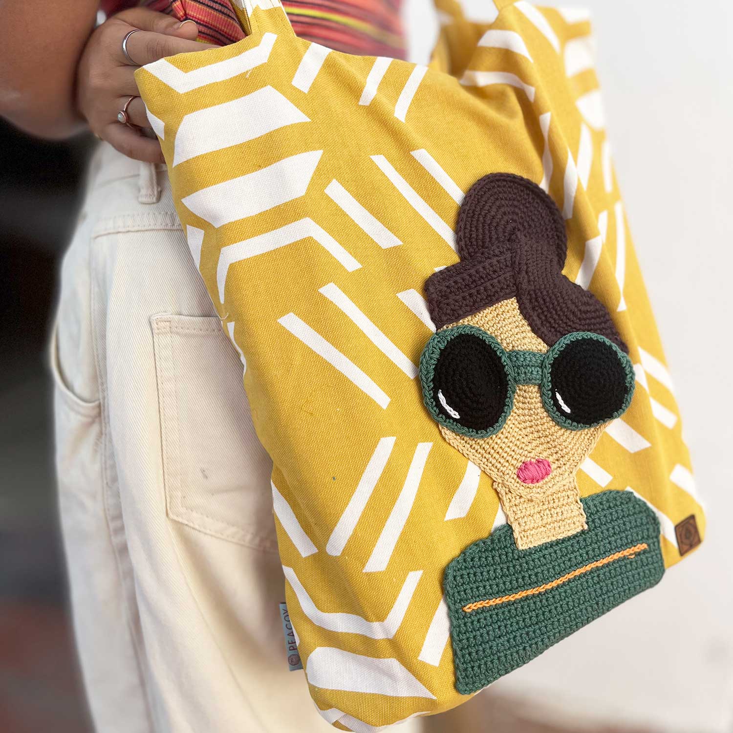 Yellow Crochet Tote Bag
