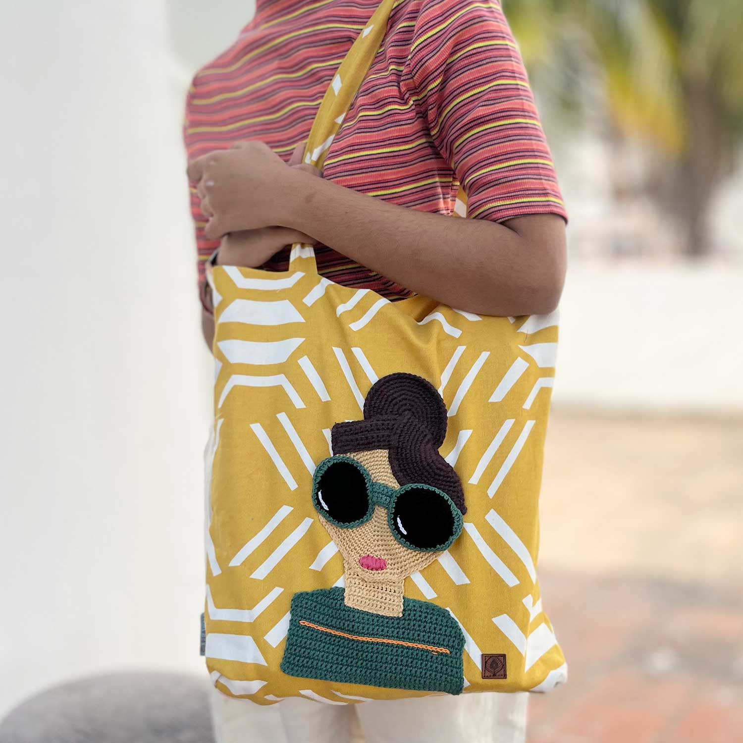 Yellow Crochet Tote Bag