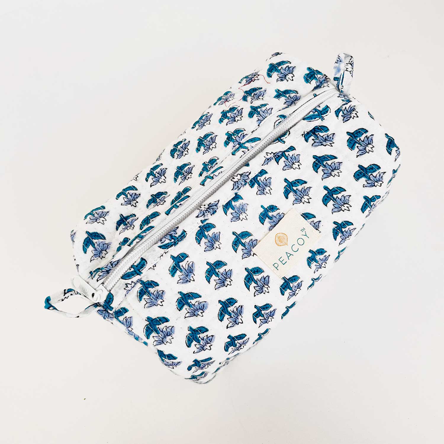 Multi Utility Travel kits Dark Blue Flower Printed Pouch (Set of two)