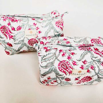 Multi Utility Travel kits Pink Floral Print (Set of two)